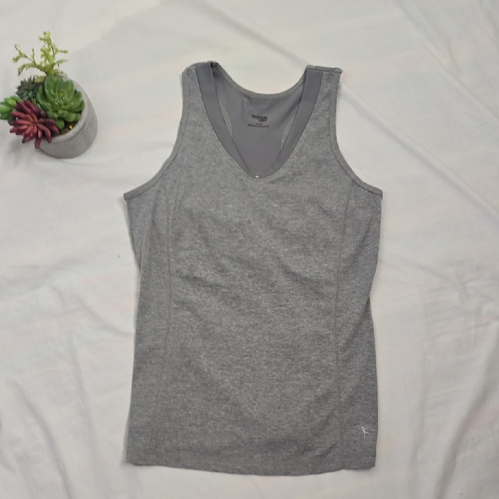 Danskin Gray Fitted Sleeveless Tank Top Sz Med